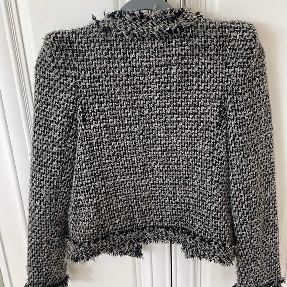 Secret Label tweet open front fringe black gray grey blazer jacket size small - Picture 8 of 15